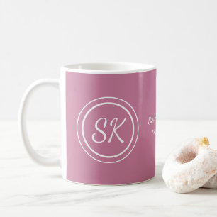 Elegant Pink Blush Script Monogram Business Coffee Mug