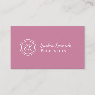 Elegant Pink Blush Script Professional Monogram Business Card