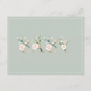 Elegant Pink Blush Watercolor Sage Baby Shower Postcard
