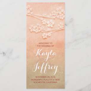 Elegant pink blush watercolor wedding program programme