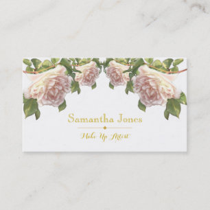 Elegant pink blush white roses business card