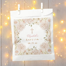 Elegant Pink Boho Floral Baptism  Favour Bags