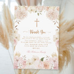 Elegant Pink Boho Floral Baptism Thank You Card<br><div class="desc">Elegant pink boho floral baptism thank you card. A modern watercolor pink boho floral frame with a cross. Celebrate this joyous occasion with our personalised thank you card that will set the tone for a memorable and meaningful gathering.</div>