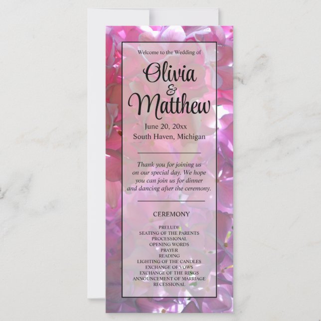 Elegant pink boho florals flowers hydrangeas (Front)