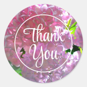 Elegant pink boho florals flowers hydrangeas classic round sticker