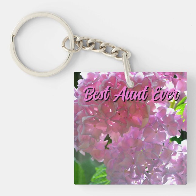 Elegant pink boho florals flowers hydrangeas key ring (Front)