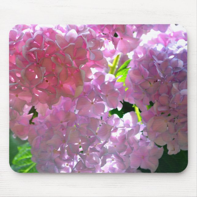 Elegant pink boho florals flowers hydrangeas mouse mat (Front)