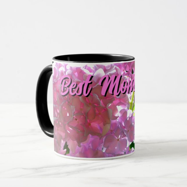 Elegant pink boho florals flowers hydrangeas mug (Front Left)