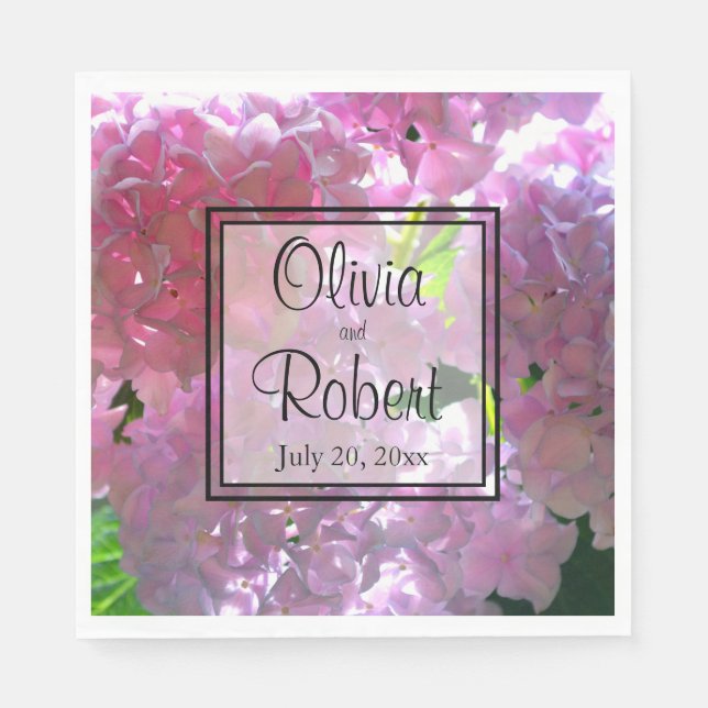 Elegant pink boho florals flowers hydrangeas napkin (Front)