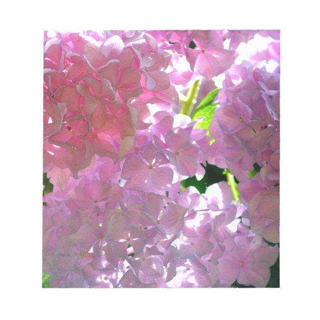 Elegant pink boho florals flowers hydrangeas notepad (Front)