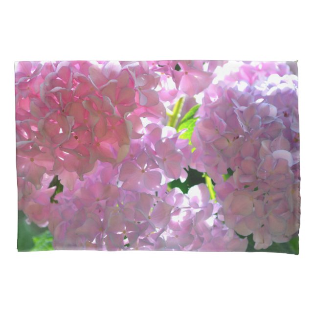 Elegant pink boho florals flowers hydrangeas pillowcase (Front)