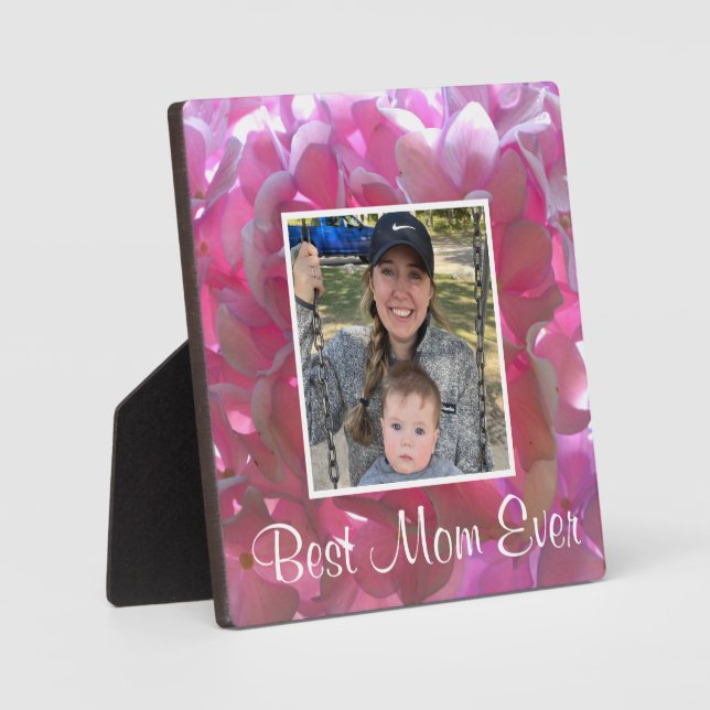 Elegant pink boho florals flowers hydrangeas plaque (Front)