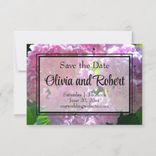 Elegant pink boho florals flowers hydrangeas save the date