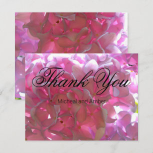 Elegant pink boho florals flowers hydrangeas thank you card