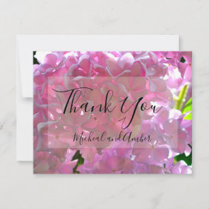 Elegant pink boho florals flowers hydrangeas thank you card