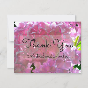 Elegant pink boho florals flowers hydrangeas thank you card