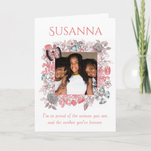 Elegant Pink Boho Flowers Daughter Mother's Day Card
