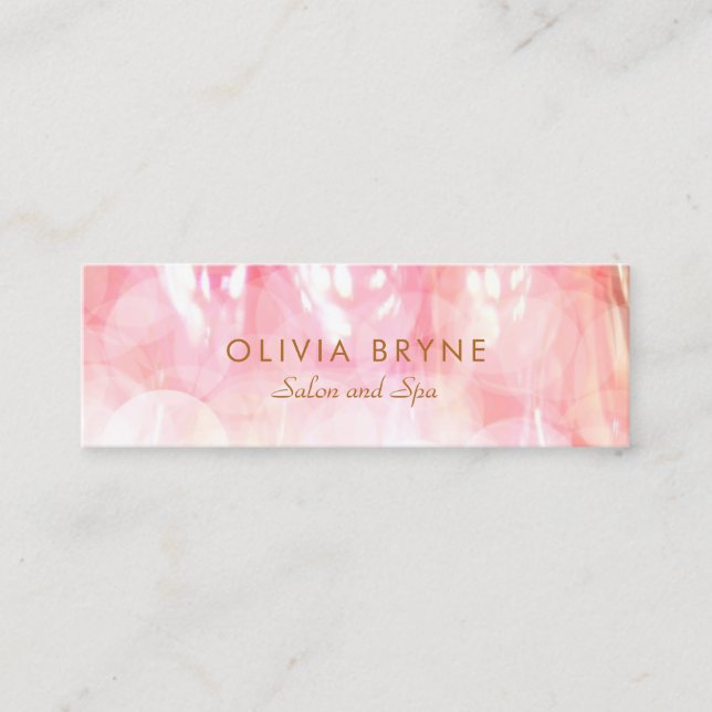 Elegant Pink Bokeh Cosmetology Spa and Salon Mini Business Card (Front)