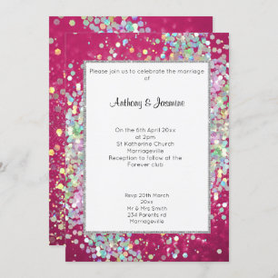 ELEGANT PINK BOKEH HOLOGRAPHIC PASTEL WEDDING  INVITATION