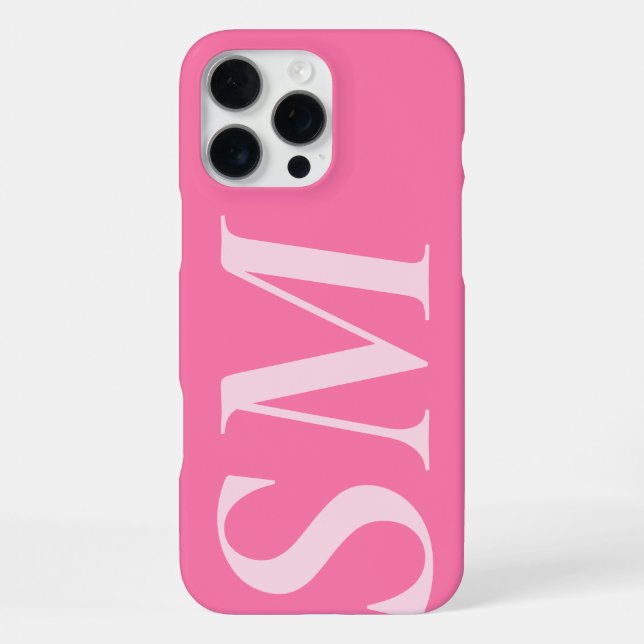 Elegant Pink Bold Initial Monogram iPhone Case (Back)