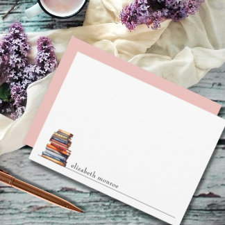Elegant Pink Book Lovers Personalised Card