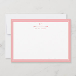 Elegant Pink Border Monogram Card