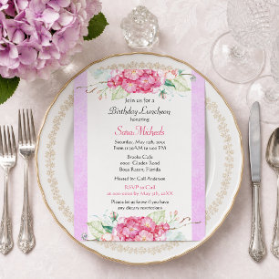 Elegant Pink Botanical Birthday Invitation
