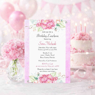 Elegant Pink Botanical Birthday  Invitation