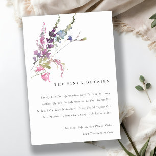 Elegant Pink Botanical Floral Wedding Details Enclosure Card