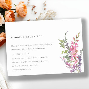 Elegant Pink Botanical Floral Wedding Reception Enclosure Card