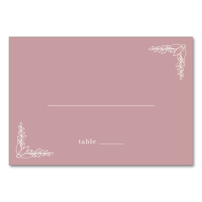 Elegant Pink Botanical Sprigs Table Number (Front)