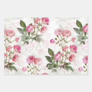 ELEGANT PINK BOURBON ROSE FLORAL WRAPPING PAPER
