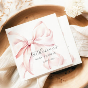 Elegant Pink Bow Baby Bridal Shower Napkin