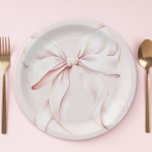 Elegant Pink Bow Baby Bridal Shower Paper Plate<br><div class="desc">Elegant blush pink bow paper plates perfect for baby showers or bridal showers.

Background image by Freepik.</div>