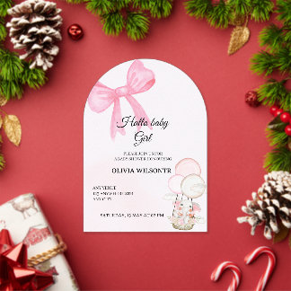 Elegant Pink Bow Baby Girl Shower Acrylic Invitations