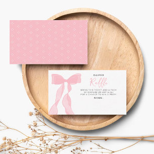 Elegant Pink Bow Baby Shower Diaper Raffle Ticket Enclosure Card