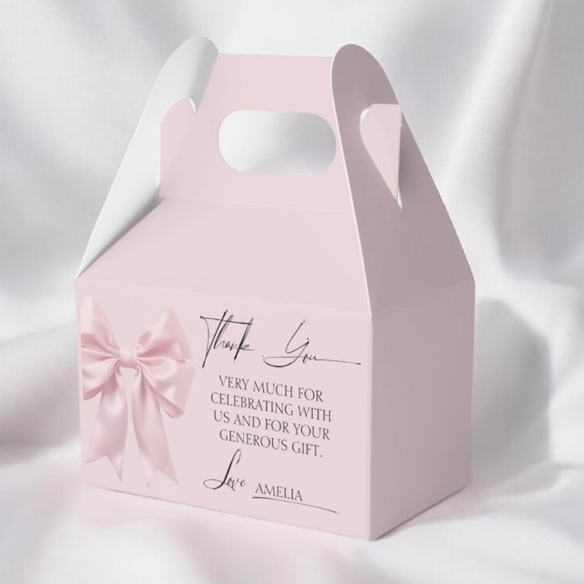 Elegant Pink Bow Baby Shower Favour Box (Creator Uploaded)