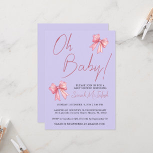 Elegant Pink Bow Baby Shower Invitation