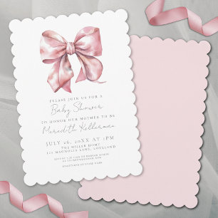 Elegant Pink Bow Baby Shower Invitation