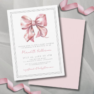 Elegant Pink Bow Baby Shower Invitation