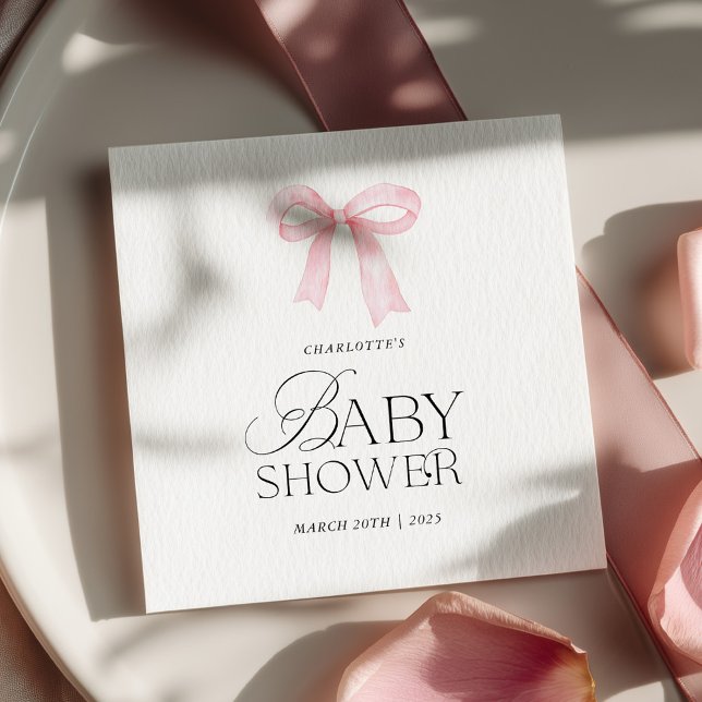 Elegant Pink Bow Baby Shower  Napkin (Creator Uploaded)