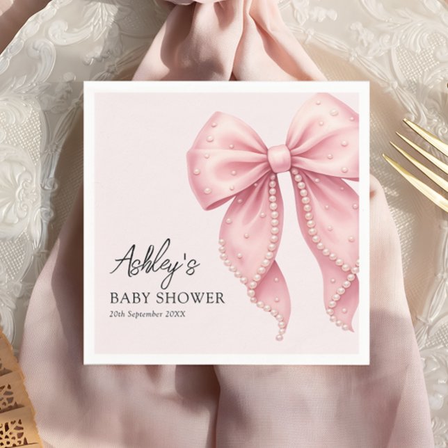 Elegant Pink Bow Baby Shower Napkin (Creator Uploaded)