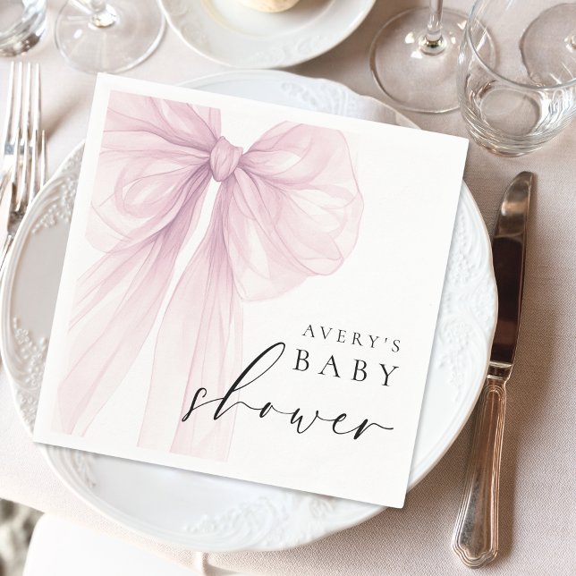 Elegant Pink Bow Baby Shower Napkin (Creator Uploaded)