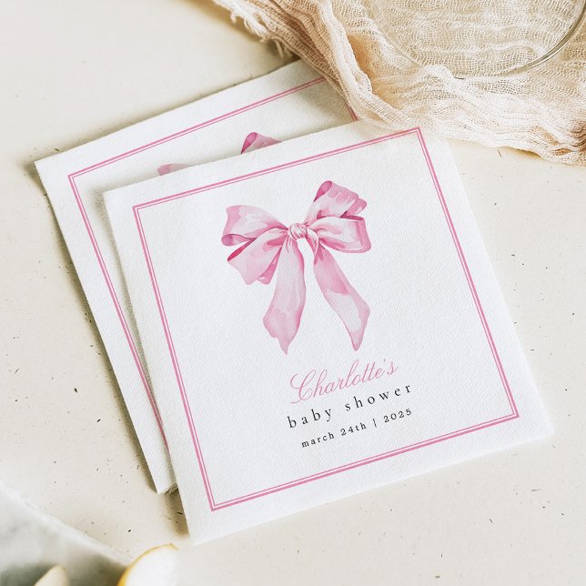Elegant Pink Bow Baby Shower  Napkin (Creator Uploaded)