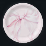 Elegant Pink Bow Baby Shower Paper Plate<br><div class="desc">Elegant blush pink bow paper plates perfect for baby showers or bridal showers.</div>