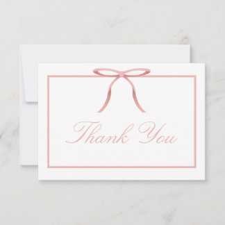 Elegant Pink Bow Baby Shower Thank You Card