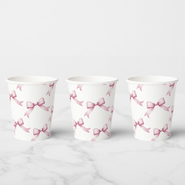 Elegant Pink Bow Birthday  Paper Cups (Multi)