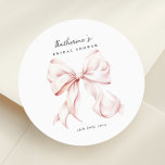 Elegant Pink Bow Bridal Shower Classic Round Sticker<br><div class="desc">Simple pink bow design sticker for bridal showers. Perfect as seals for envelopes or favour bags.</div>