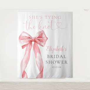 Elegant Pink Bow Bridal Shower Photo Backdrop Tapestry