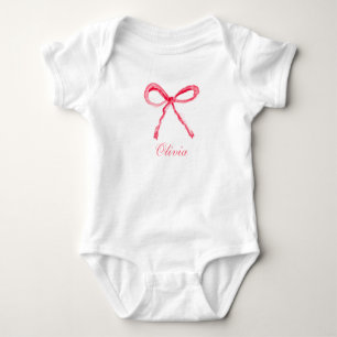 Elegant Pink Bow Cherries Girl Baby bodysuit